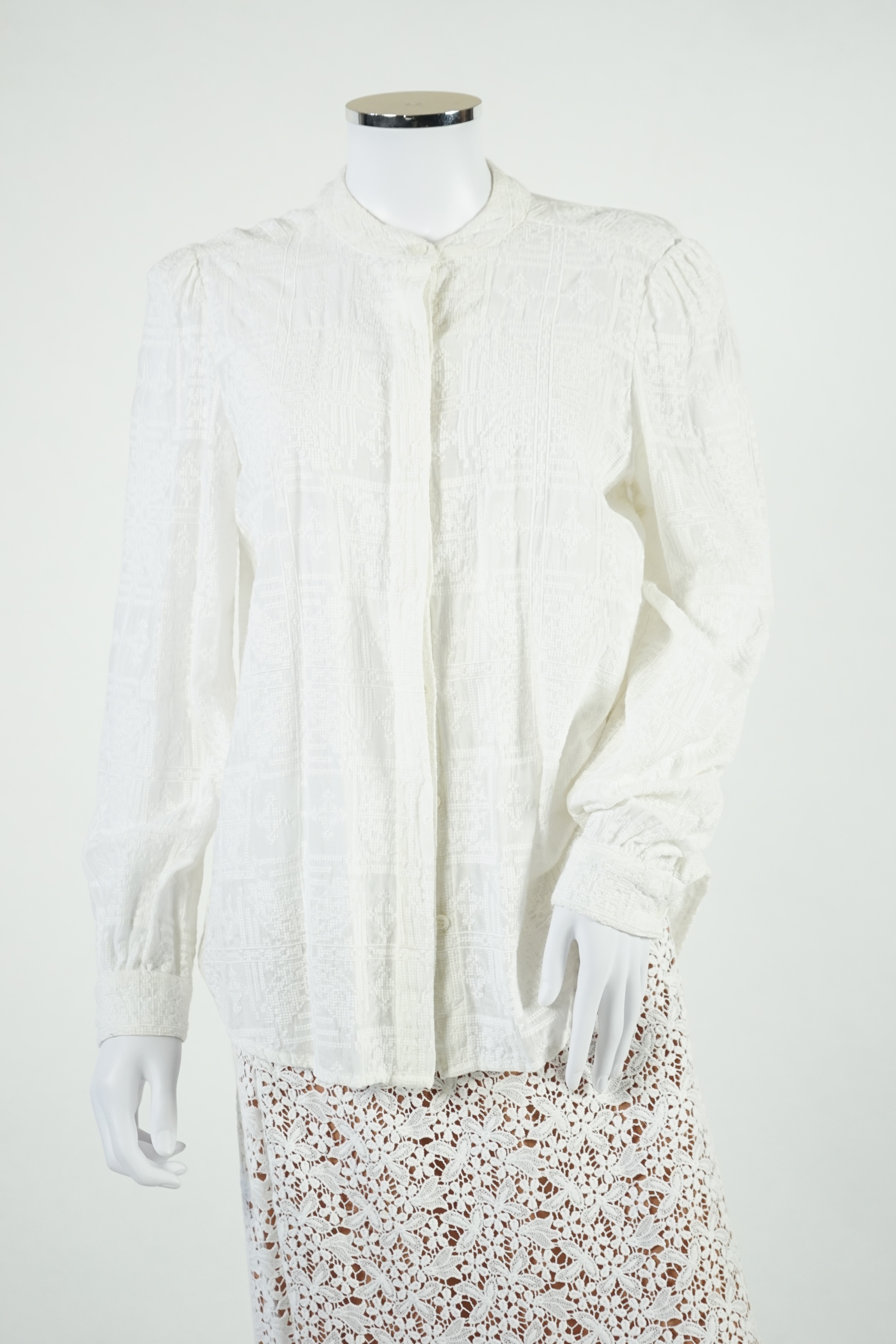 Two Michael Kors white midi length skirts and a white blouse. Size 14 - 16 Proceeds to Happy Paws Puppy Rescue